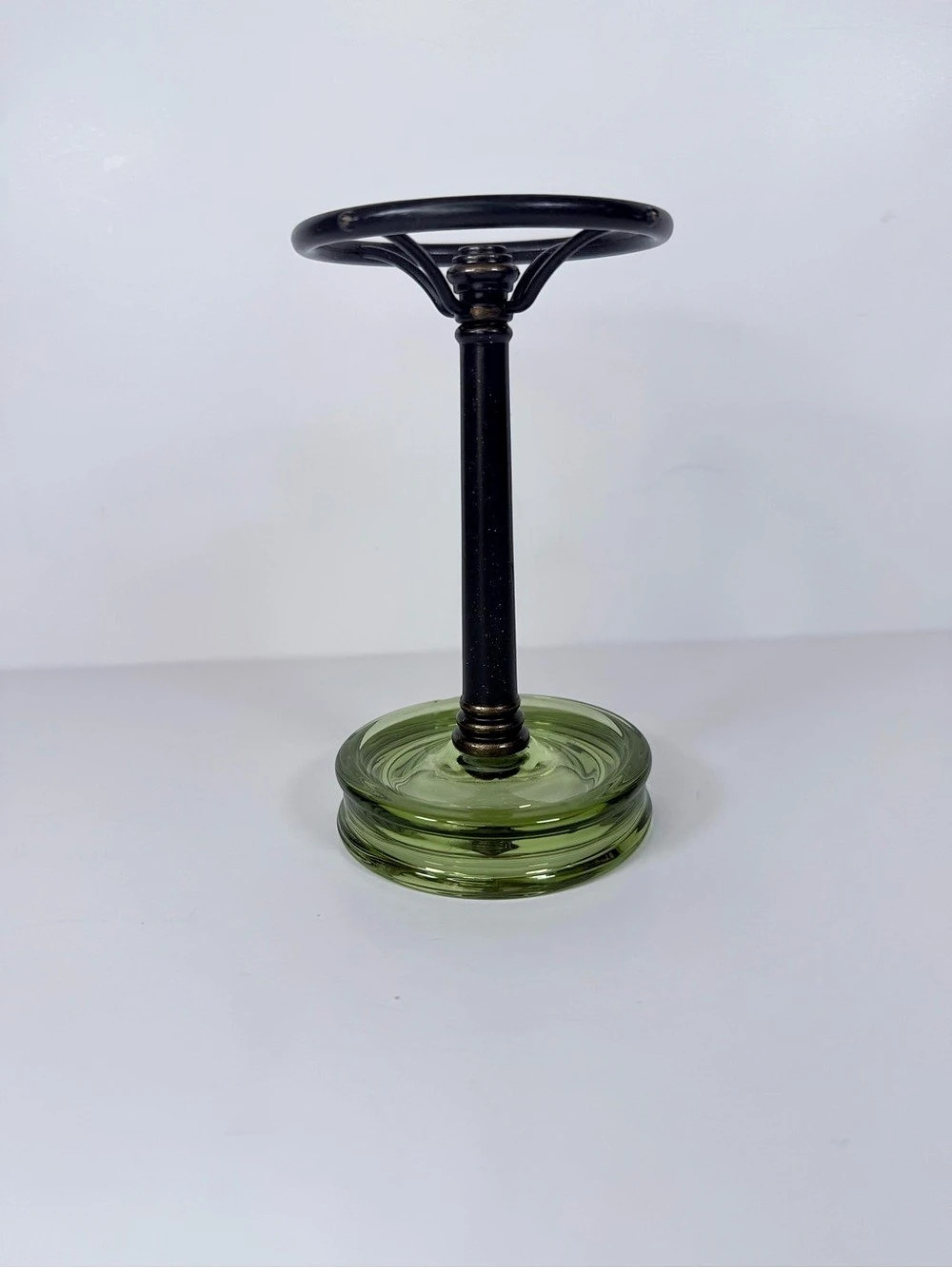 Vintage Retro Metal & Green Glass Vanity Toothbrush Holder Bathroom Standing - Picture 5 of 5